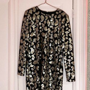 H&M Black and Gold Sequin and Velvet Dress